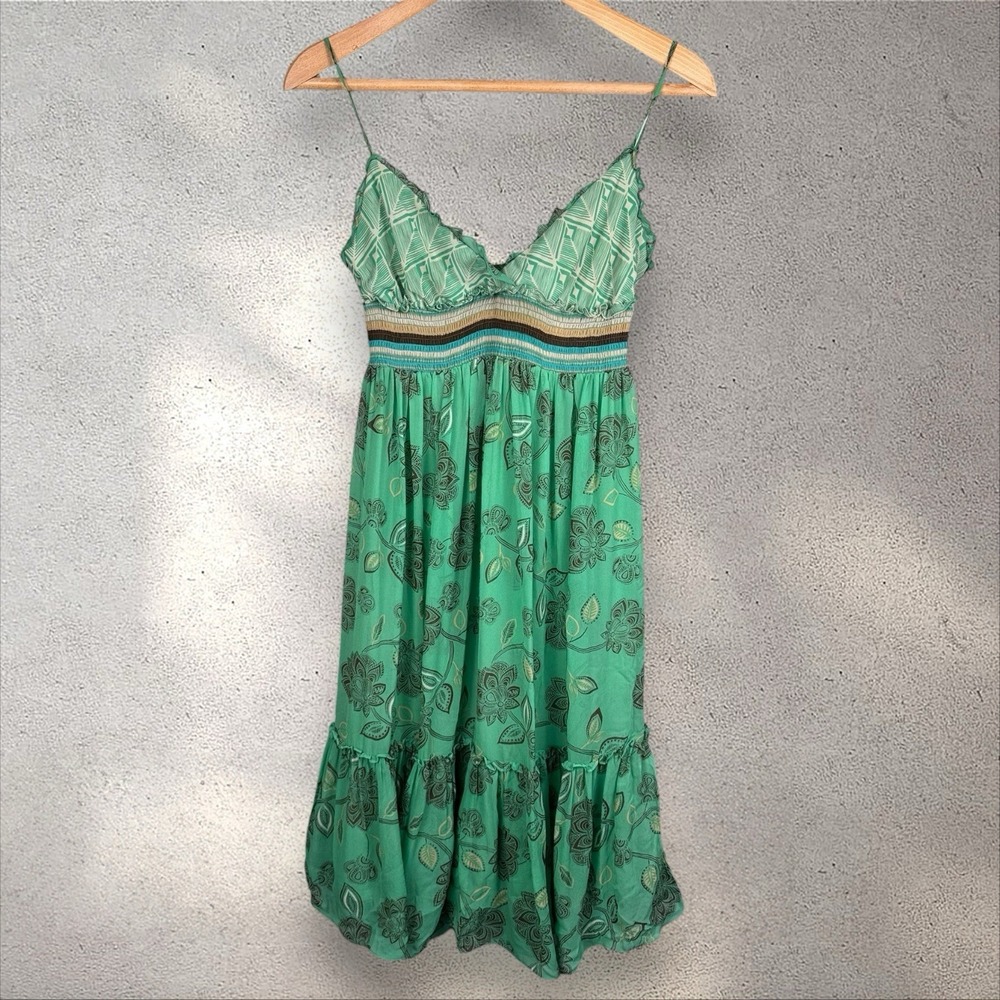 Vtg Y2K BCBG Maxazria Babydoll Slip Dress 100%‎ Silk Chiffon Boho Fairy Sz XS